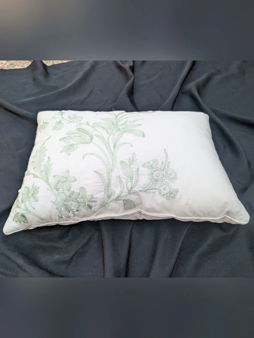 Laura Ashley Embroidered Green & Cream Accent Pillow - Natalie Print